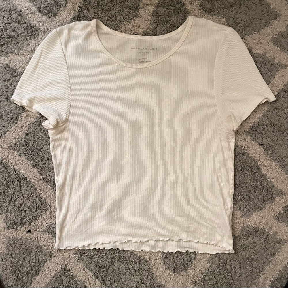 American eagle white scallop shirt